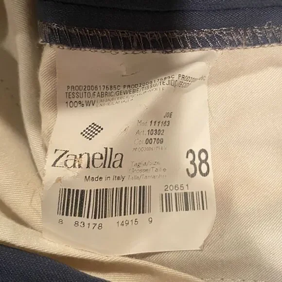 Zanella Slacks Size 38 Made in Italy Grey